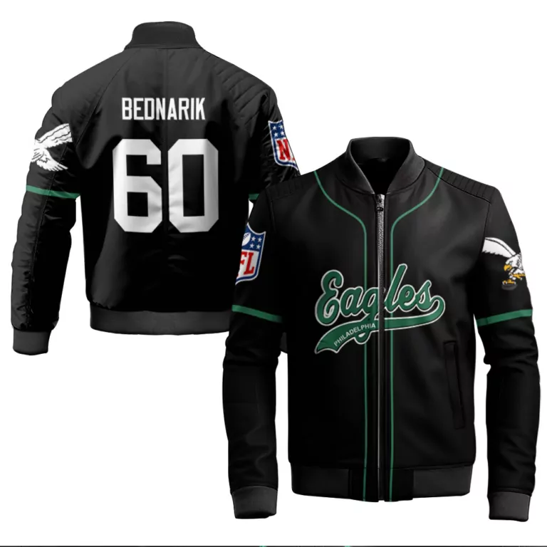 Chuck Bednarik 60 Jersey Black Philadelphia Eagles Men Bomber Jacket Green White