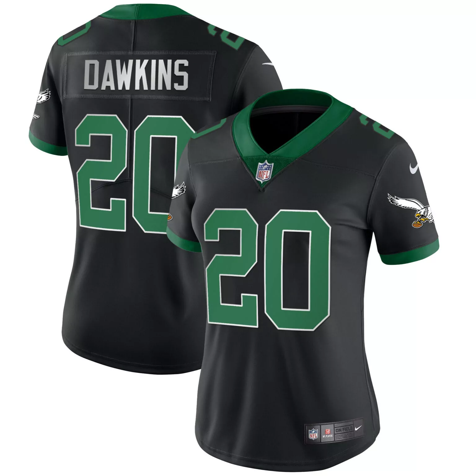 Brian Dawkins 20 Eagles Jersey Black Men Replica Green All Stitched