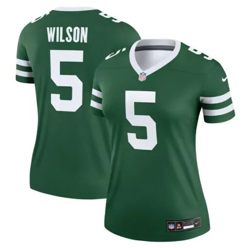 Garrett Wilson 5 New York Jets Jersey Green Women Authentic White Legacy