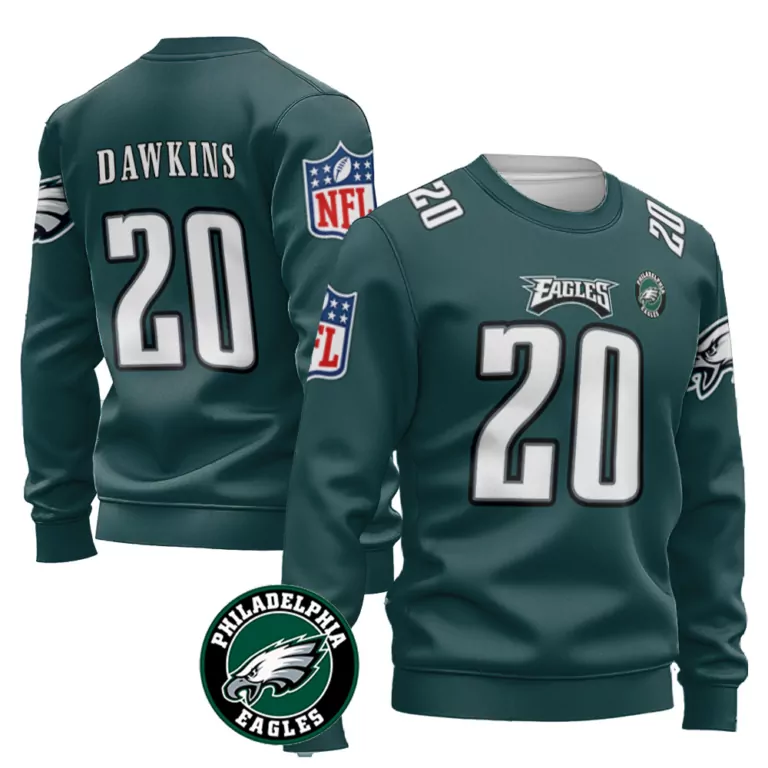 Brian Dawkins 20 Jersey Green Philadelphia Eagles Players Association Men Sweatshirt