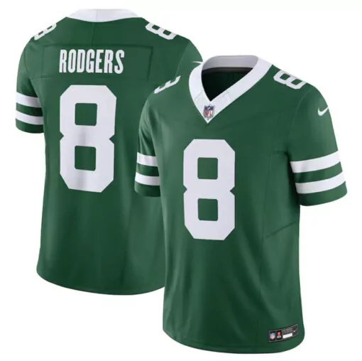 Aaron Rodgers 8 New York Jets Jersey Green Men White Vapor Limited Stitched