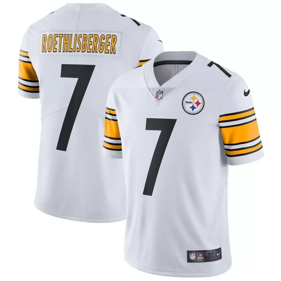 Ben Roethlisberger 7 Steelers Jersey White Men Black Yellow Vapor Limited