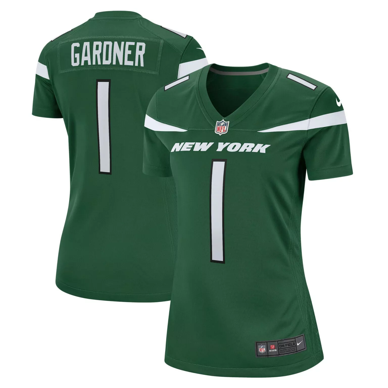 Sauce Gardner 1 New York Jets Jersey Green Women White Game