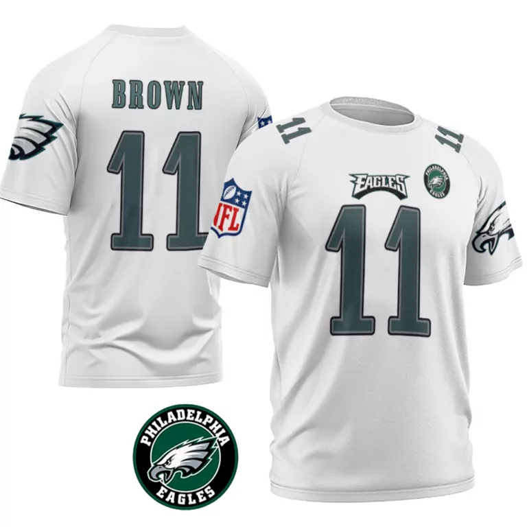 Aj Brown 11 Philadelphia Eagles Jersey White Men Dark Green Grey Vapor Limited Collection