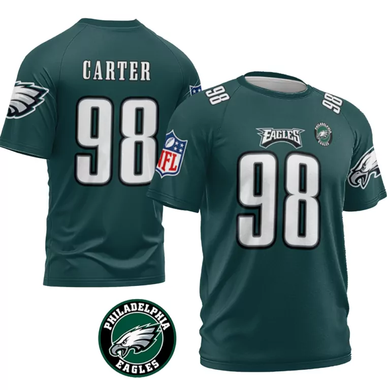 Jalen Carter 98 Jersey Green Philadelphia Eagles White Vapor Limited Collection