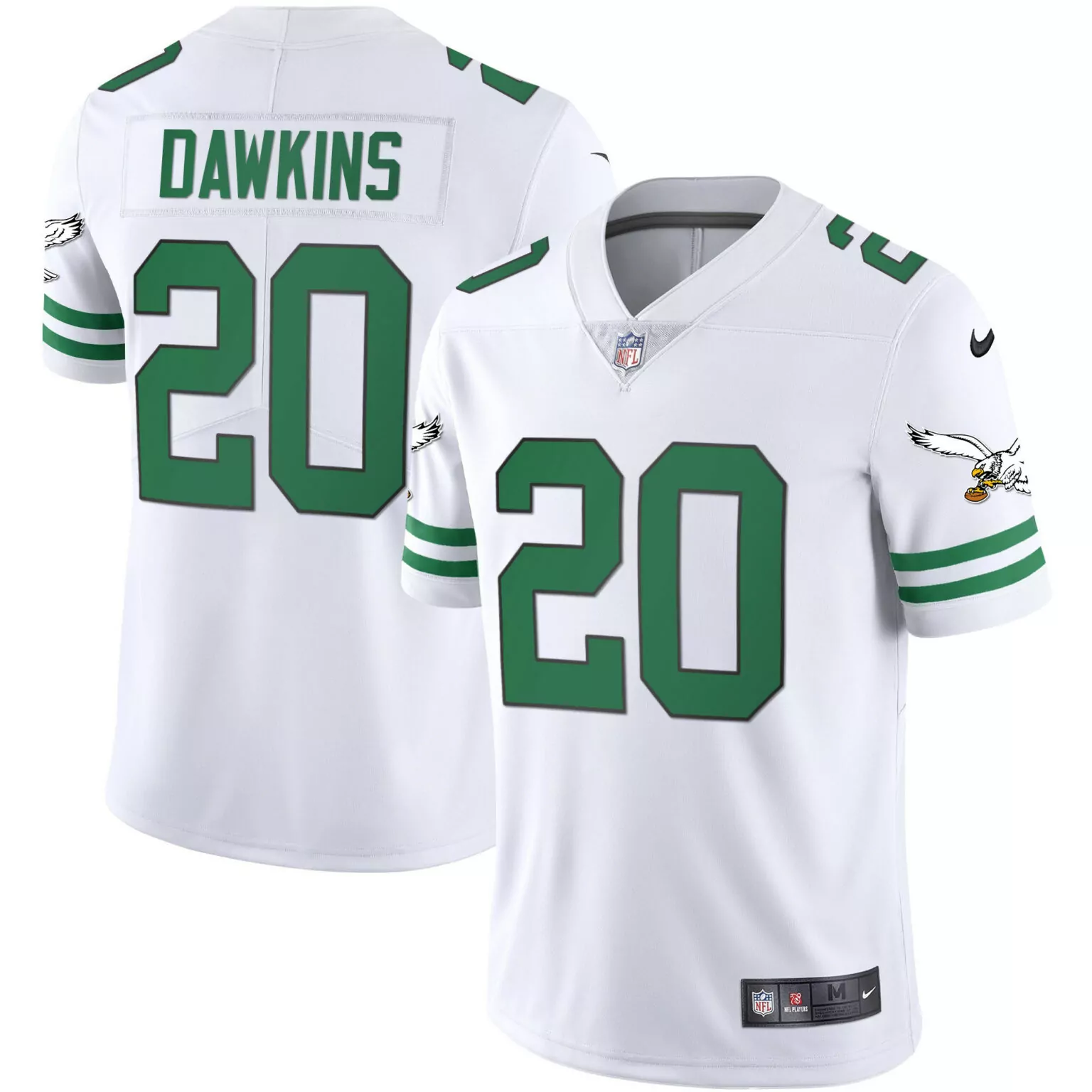 Brian Dawkins 20 Eagles Jersey White Players Men Standard Green v2 All Stitched
