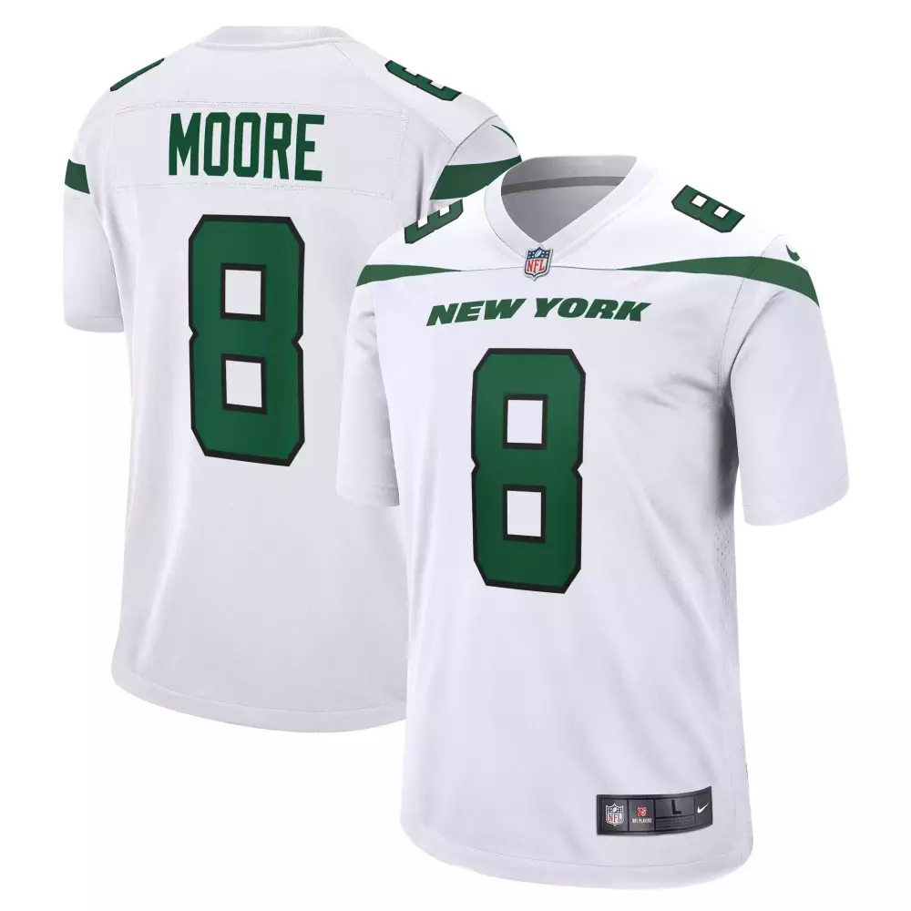 Elijah Moore 8 New York Jets Jersey White Men Replica Green Game