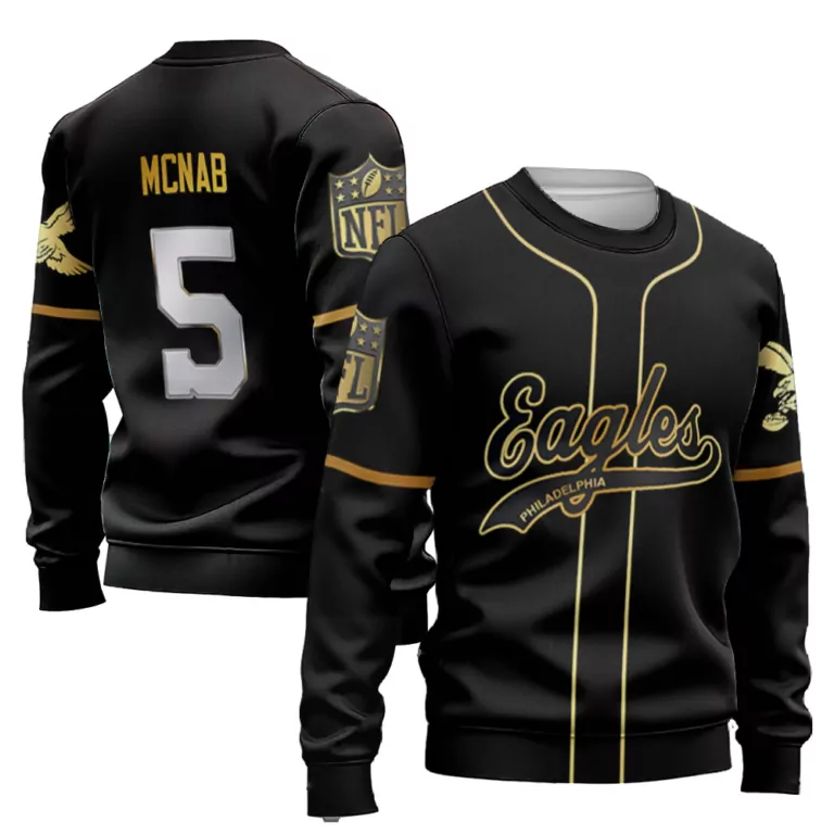 Donovan Mcnab 5 Jersey Black Philadelphia Eagles Men Gold Retired Limited