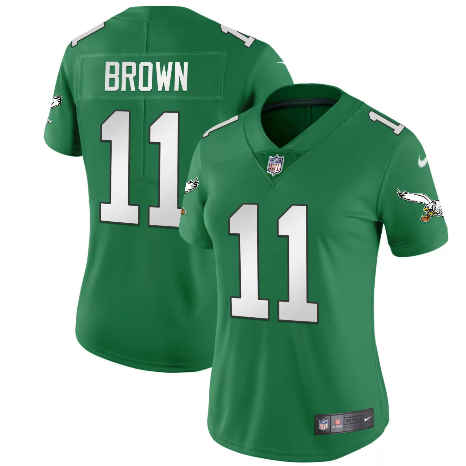 Aj Brown 11 Philadelphia Eagles Jersey Green Women Replica White Black All Stitched
