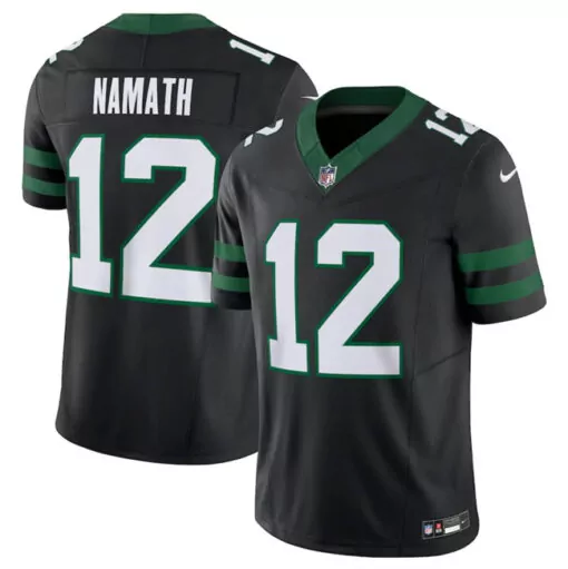 Joe Namath 12 New York Jets Jersey Black Men White Green Vapor Limited Stitched