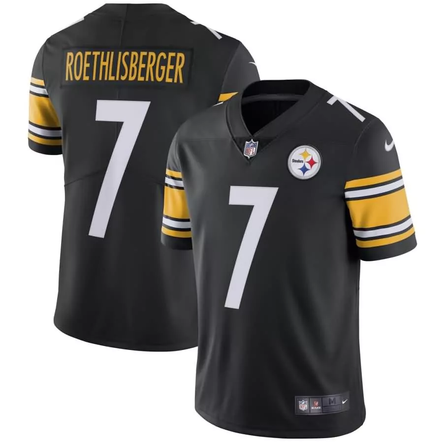Ben Roethlisberger 7 Steelers Jersey Black Men Replica Yellow White Vapor Limited