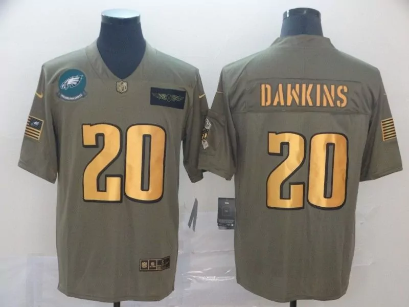 Brian Dawkins 20 Jersey Olive Green Salute To Service Philadelphia Eagles Us Flag