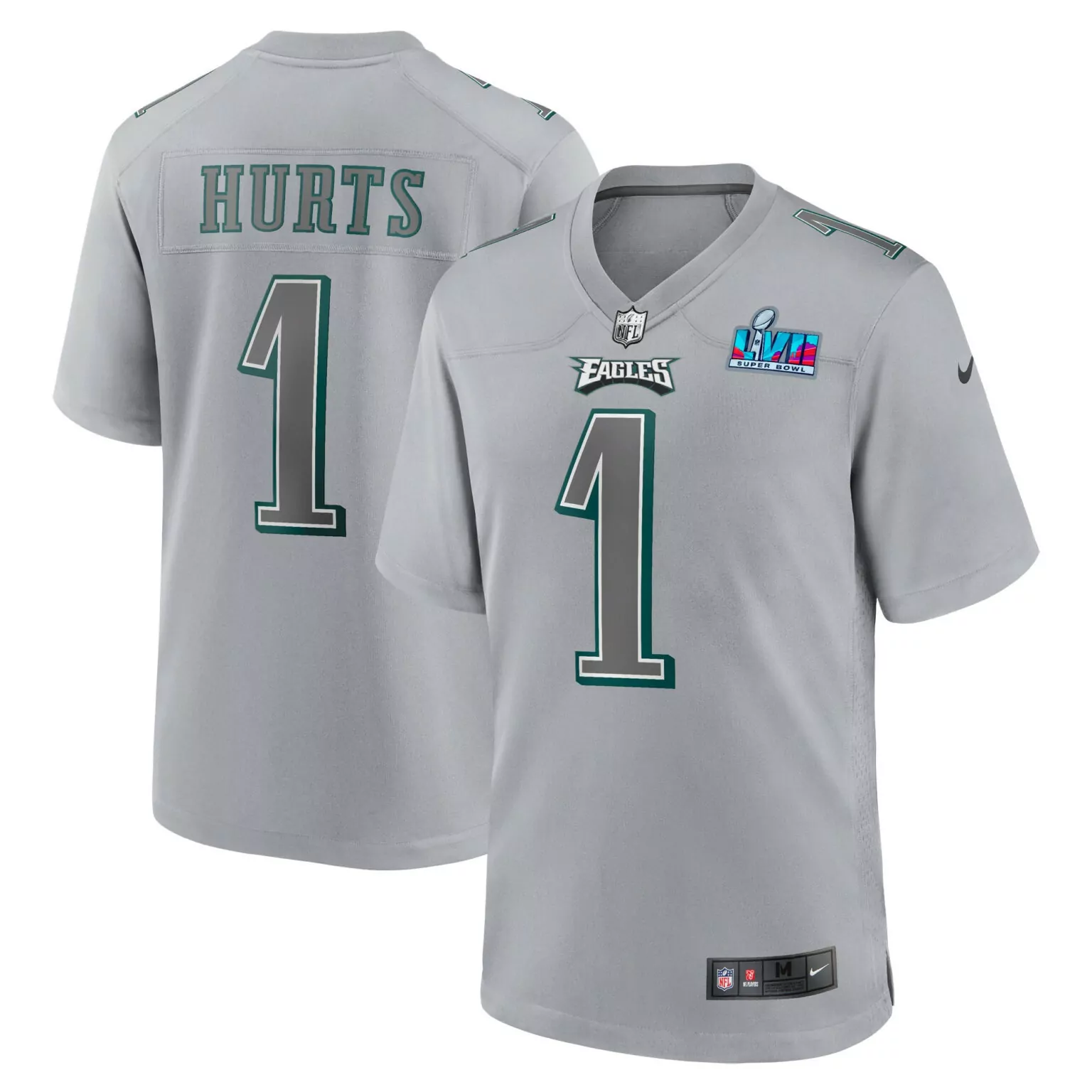 Jalen Hurts 1 Eagles Jersey Gray Super Bowl Lvii Men Green White Fashion