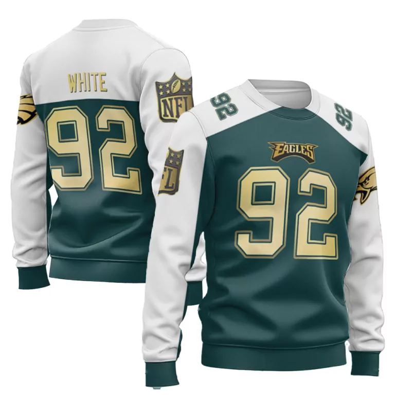 Reggie White 92 Eagles Jersey Dark Green Men Sweatshirt Split Design Gold Vapor Alternate