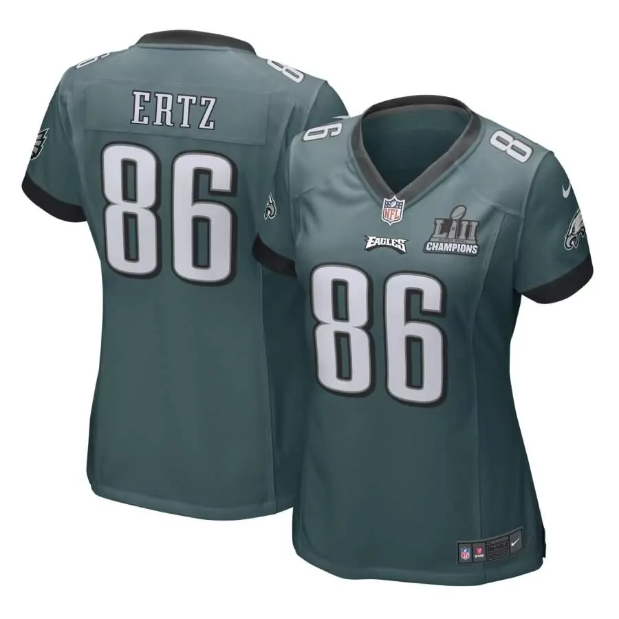 Zach Ertz 86 Eagles Jersey Green Super Bowl Lii Champions Men Game White Black