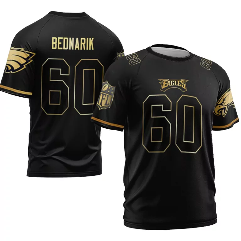 Chuck Bednarik 60 Eagles Jersey Black Gold Vapor