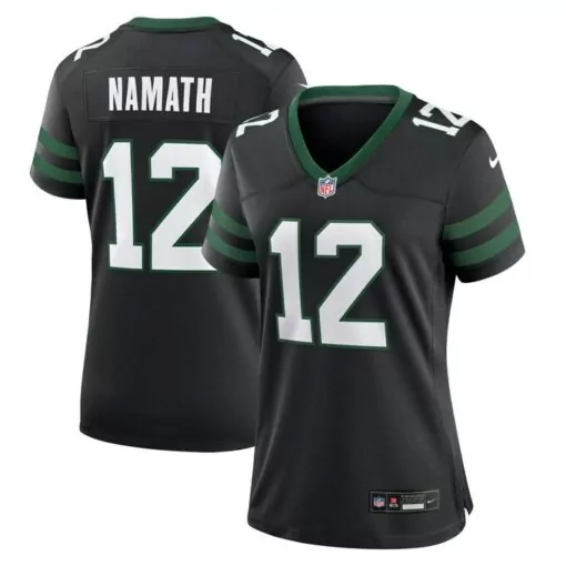 Joe Namath 12 New York Jets Jersey Black Men Fitted White Green Retired Alternate