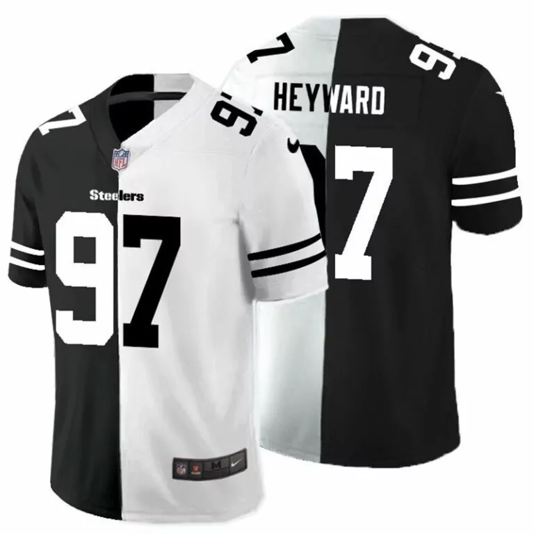 Cameron Heyward 97 Steelers Jersey Black Men Split Design White