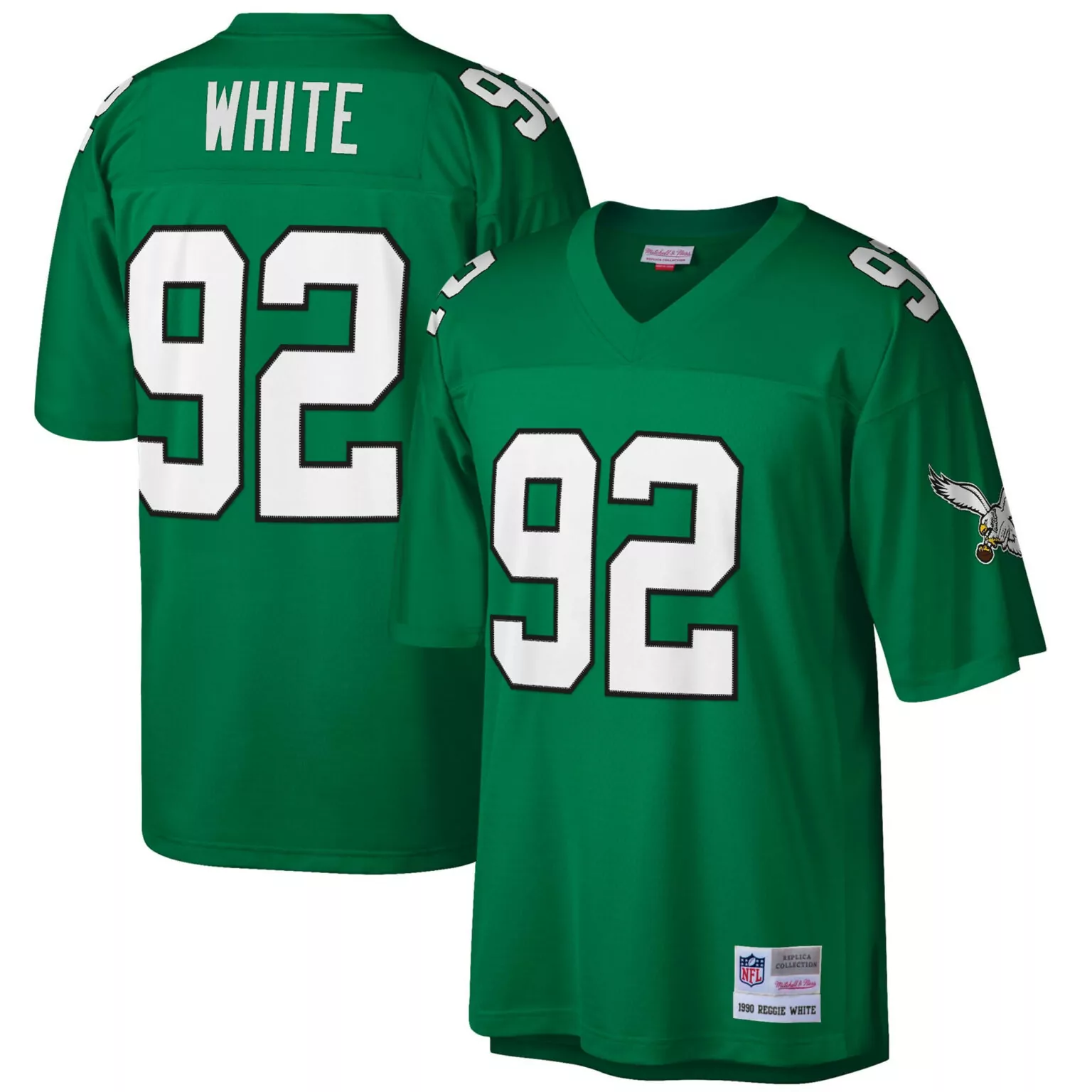 Reggie White 92 Jersey Green 1990 Replica Philadelphia Eagles Mitchell Ness Men Retired