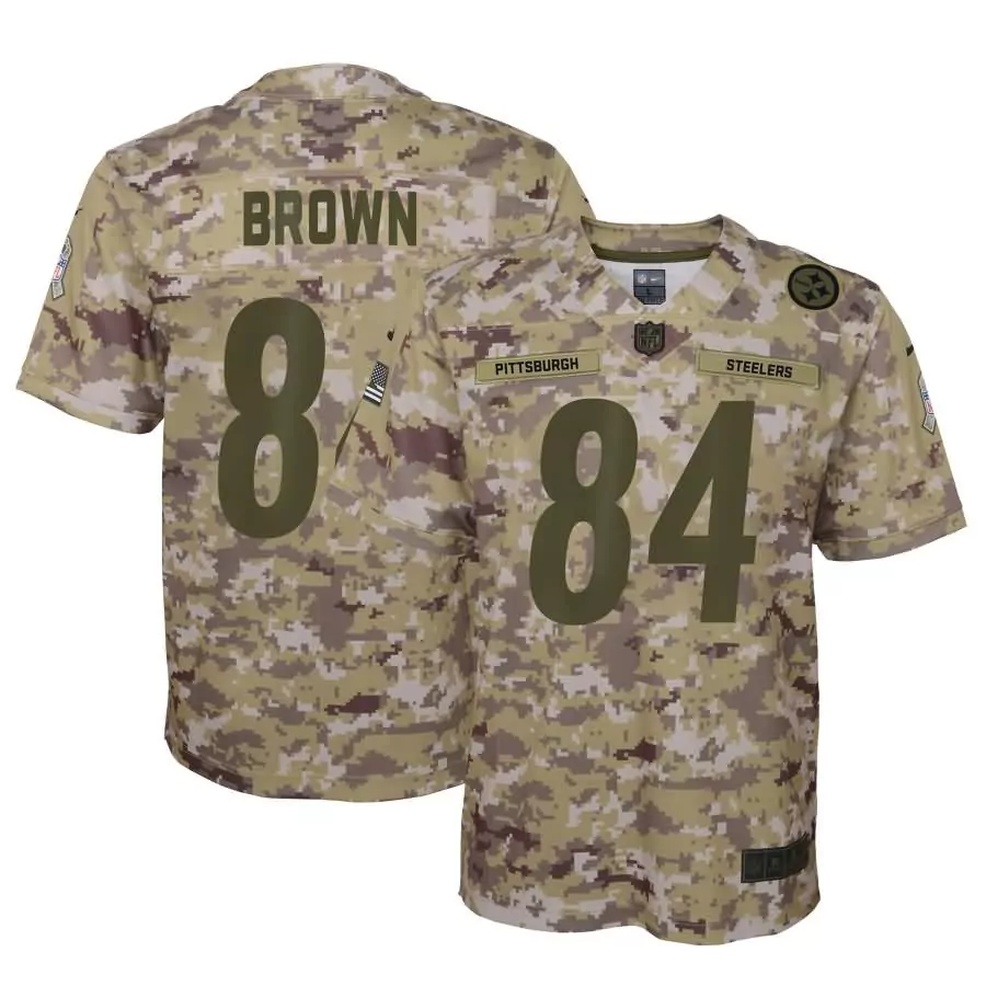 Antonio Brown 84 Steelers Jersey Camouflage Salute To Service 2018 Men Custom Design