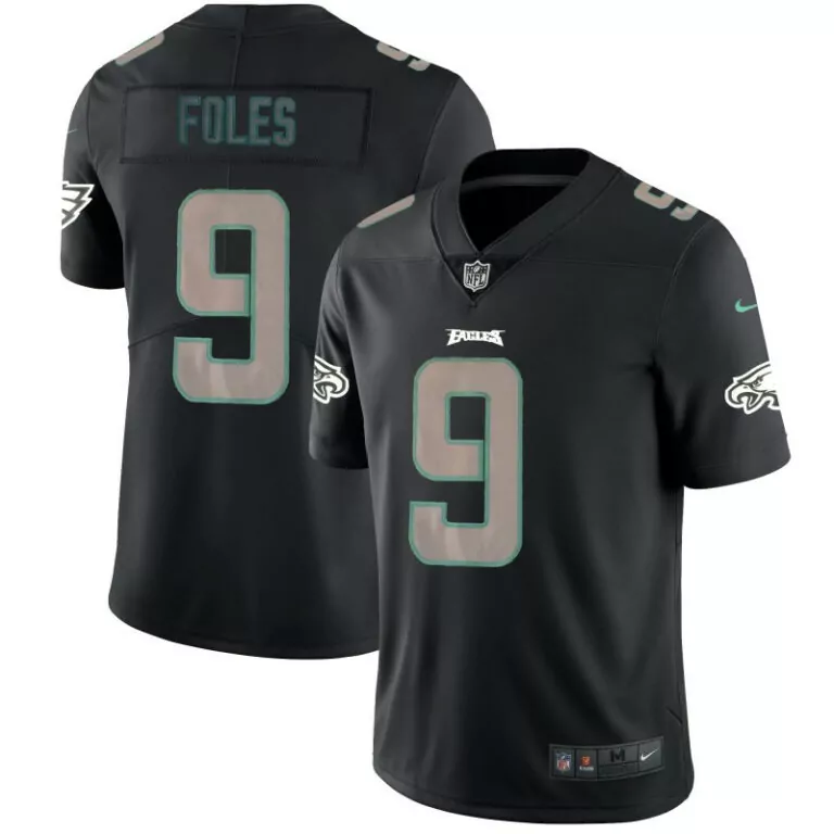 Nick Foles 9 Eagles Jersey Black Men Replica Grey Green Stitched