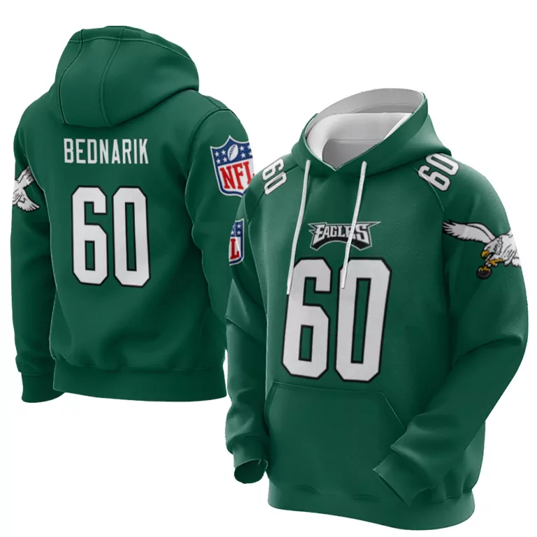 Chuck Bednarik 60 Eagles Jersey Green Men Hoodie White Vapor Limited Collection