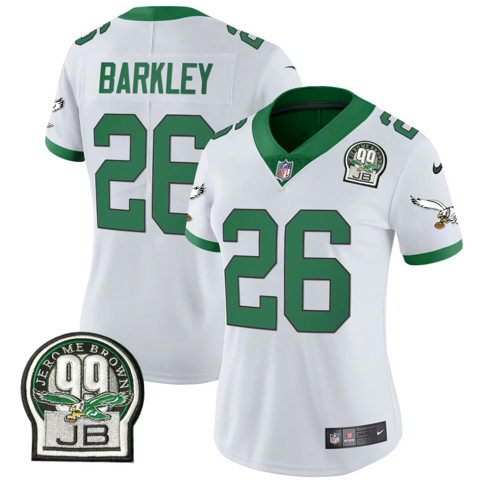 Saquon Barkley 26 Eagles Jersey White Jerome Brown 99 Jb Men Standard Green Alternate