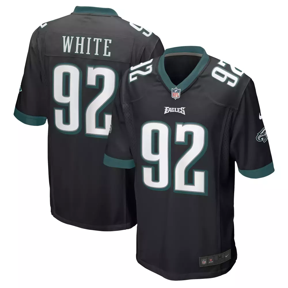 Reggie White 92 Eagles Jersey Black Men Game Green Retired Alternate