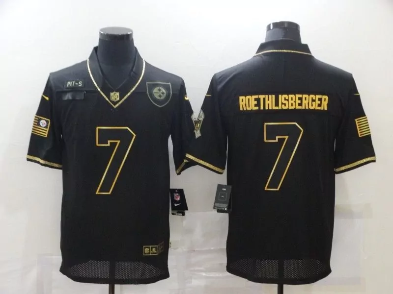 Ben Roethlisberger 7 Jersey Black Pittsburgh Steelers Men Replica Gold