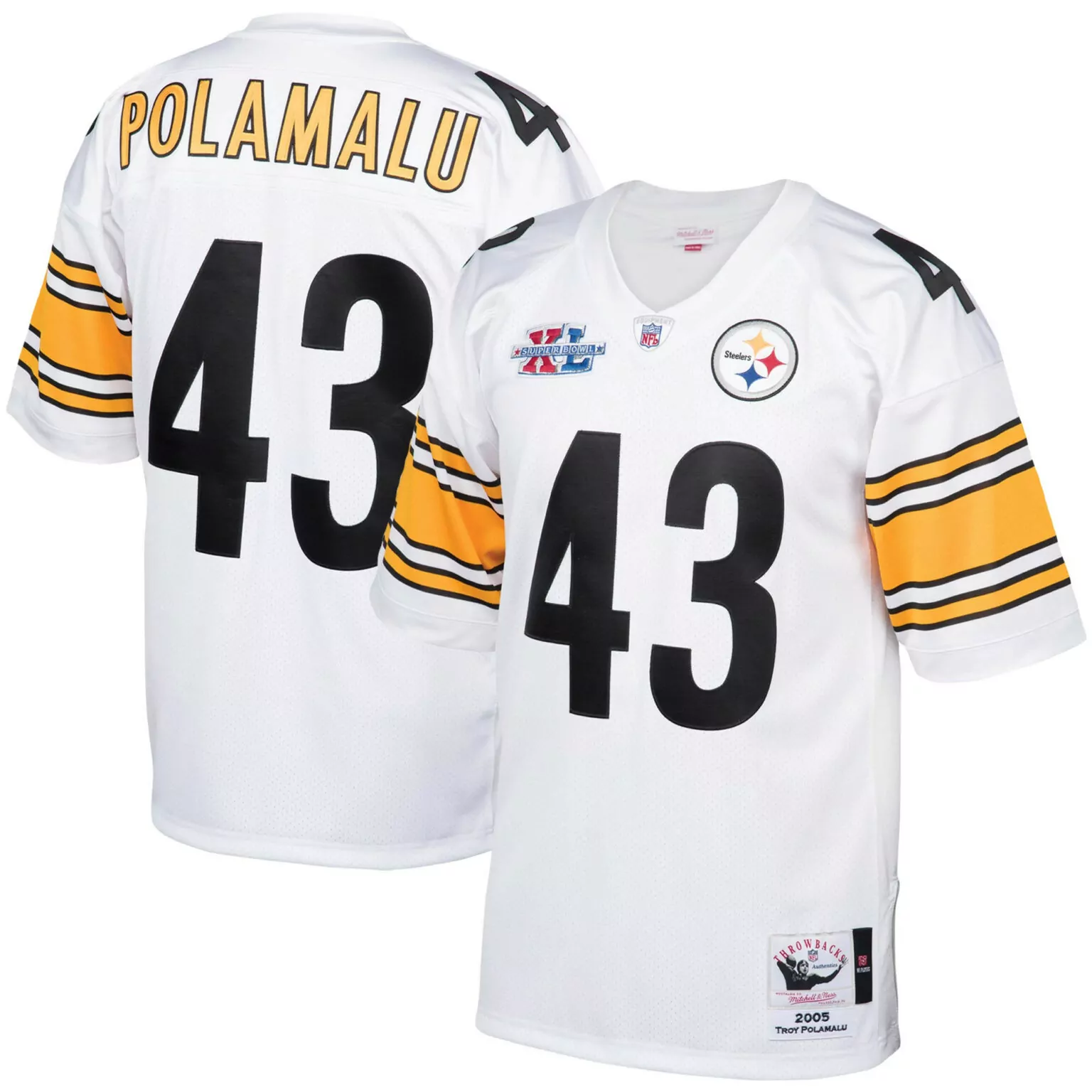 Troy Polamalu 43 Jersey White Throwback Pittsburgh Steelers Super Bowl Xxx Men Design