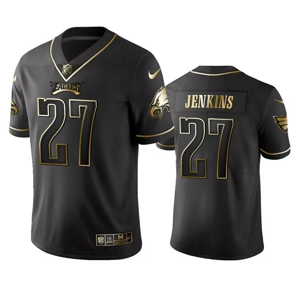 Malcolm Jenkins 27 Eagles Jersey Black Men Standard Gold Vapor Limited