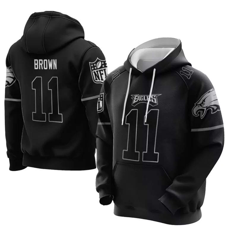 Aj Brown 11 Eagles Jersey Black Men Hoodie White Grey Vapor