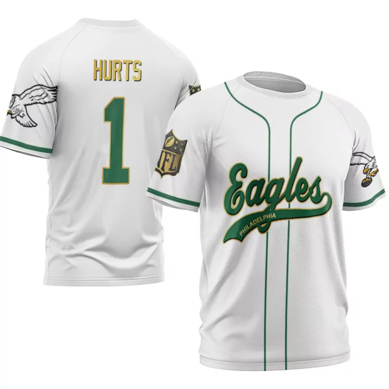 Jalen Hurts 1 Eagles Jersey White Philadelphia Men Green Gold Retired