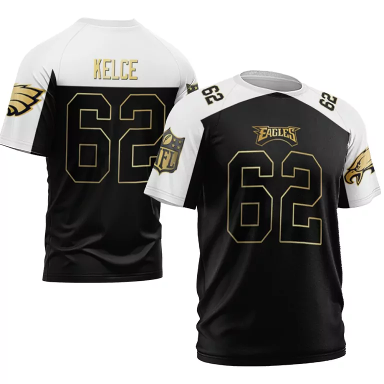 Jason Kelce 62 Eagles Jersey Black Men White Gold Vapor Alternate