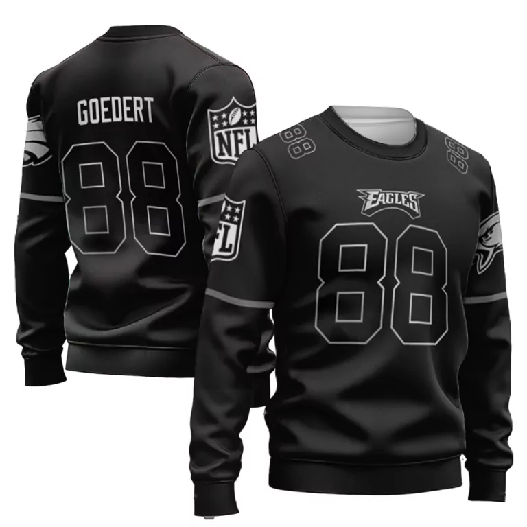 Dallas Goedert 88 Eagles Jersey Black Men Sweatshirt White Grey Vapor