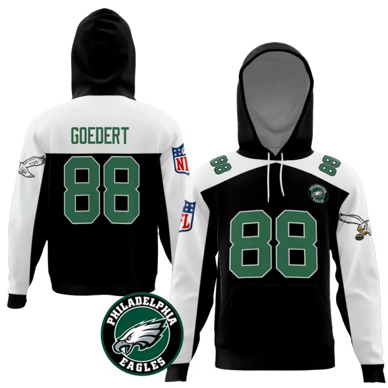 Dallas Goedert 88 Jersey Black Philadelphia Eagles Men Hoodie Split White Green Alternate