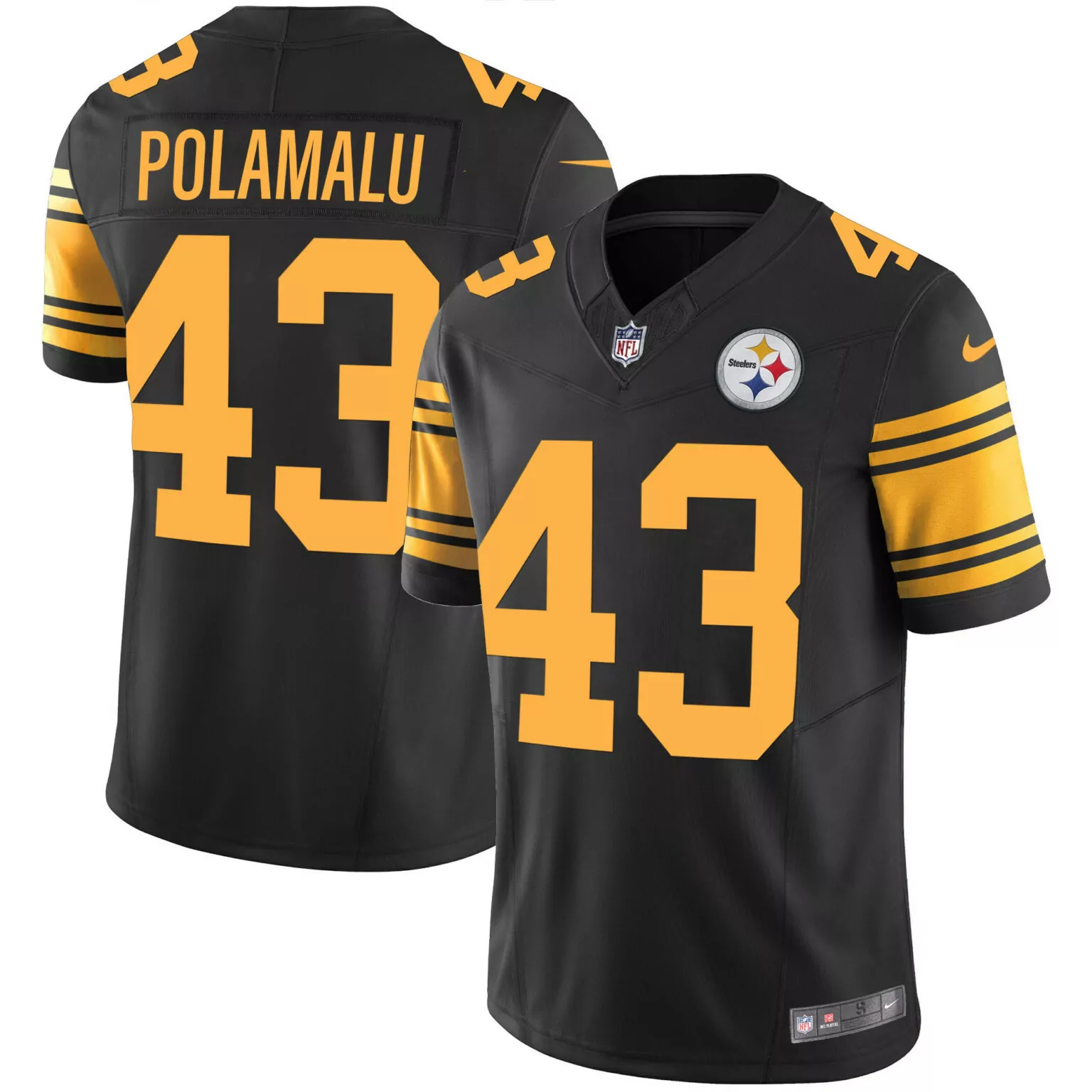 Troy Polamalu 43 Jersey Black Pittsburgh Steelers Men Gold Rush v2 All Stitched