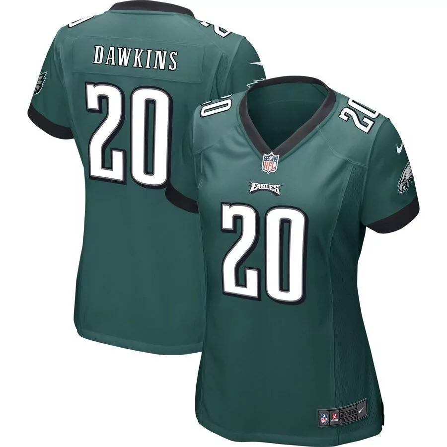 Brian Dawkins 20 Eagles Jersey Green Women NFL Black White Game