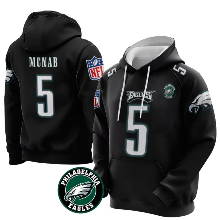 Donovan Mcnab 5 Jersey Black Philadelphia Eagles Men Hoodie White Green Vapor Limited