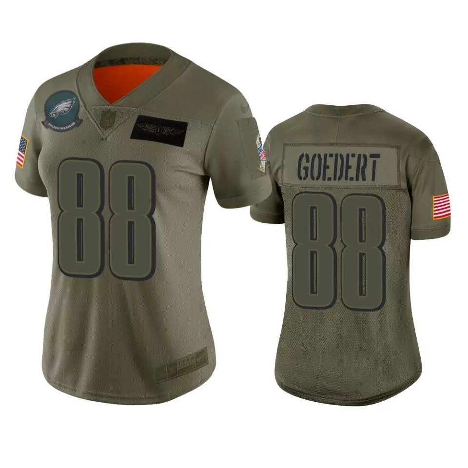 Dallas Goedert 88 Jersey Olive Green Salute To Service Philadelphia Eagles American Flag