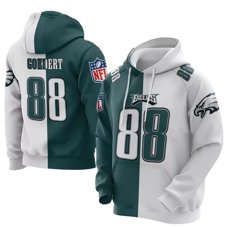 Dallas Goedert 88 Eagles Jersey Green Men Hoodie Split Design White