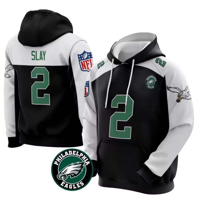 Darius Slay 2 Philadelphia Eagles Jersey Black Men Hoodie Split Design White Green