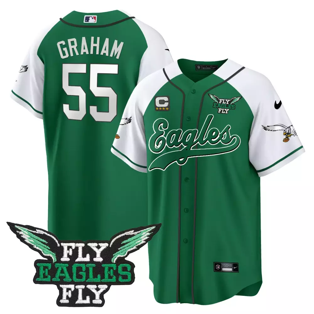 Graham 55 Eagles Jersey Green Fly Philadelphia 2023 White Alternate Throwback All