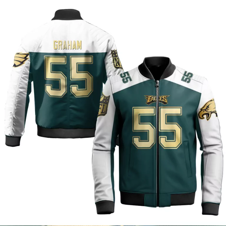 Brandon Graham 55 Jersey Green Philadelphia Eagles Men Bomber Jacket Split Design