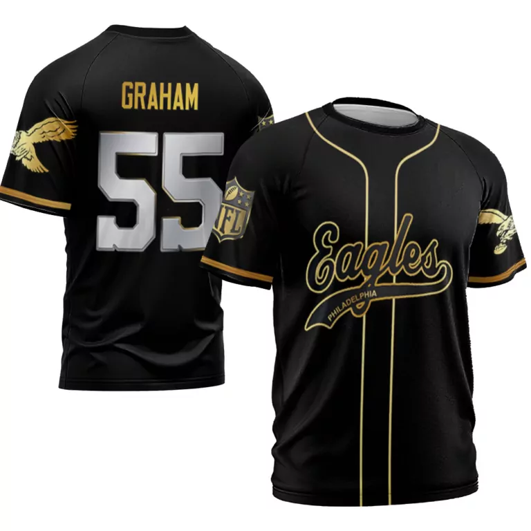 Brandon Graham 55 Jersey Black Philadelphia Eagles Men Gold Silver Retired Limited