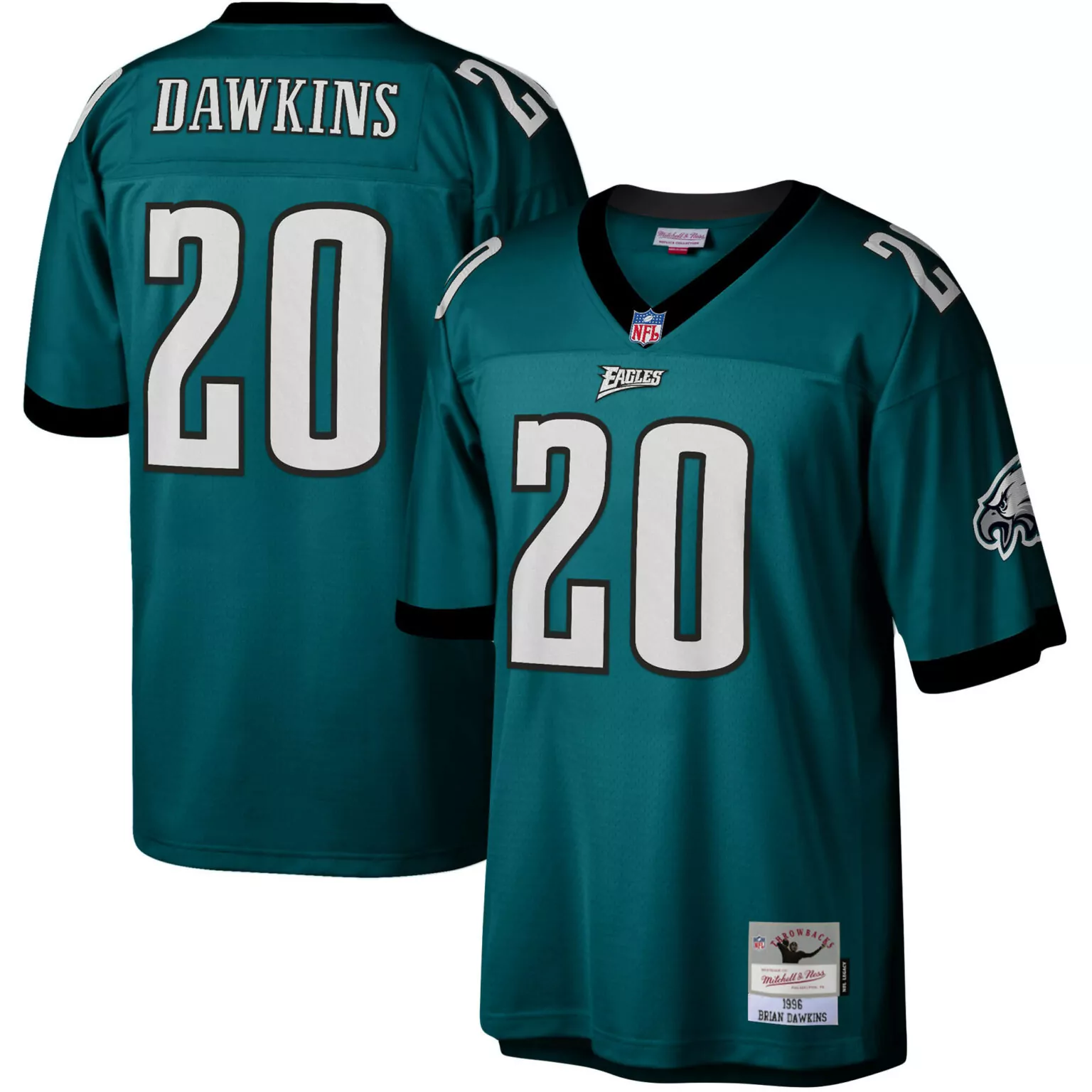 Brian Dawkins 20 Eagles Jersey Green Throwback Men Design Black White Legacy
