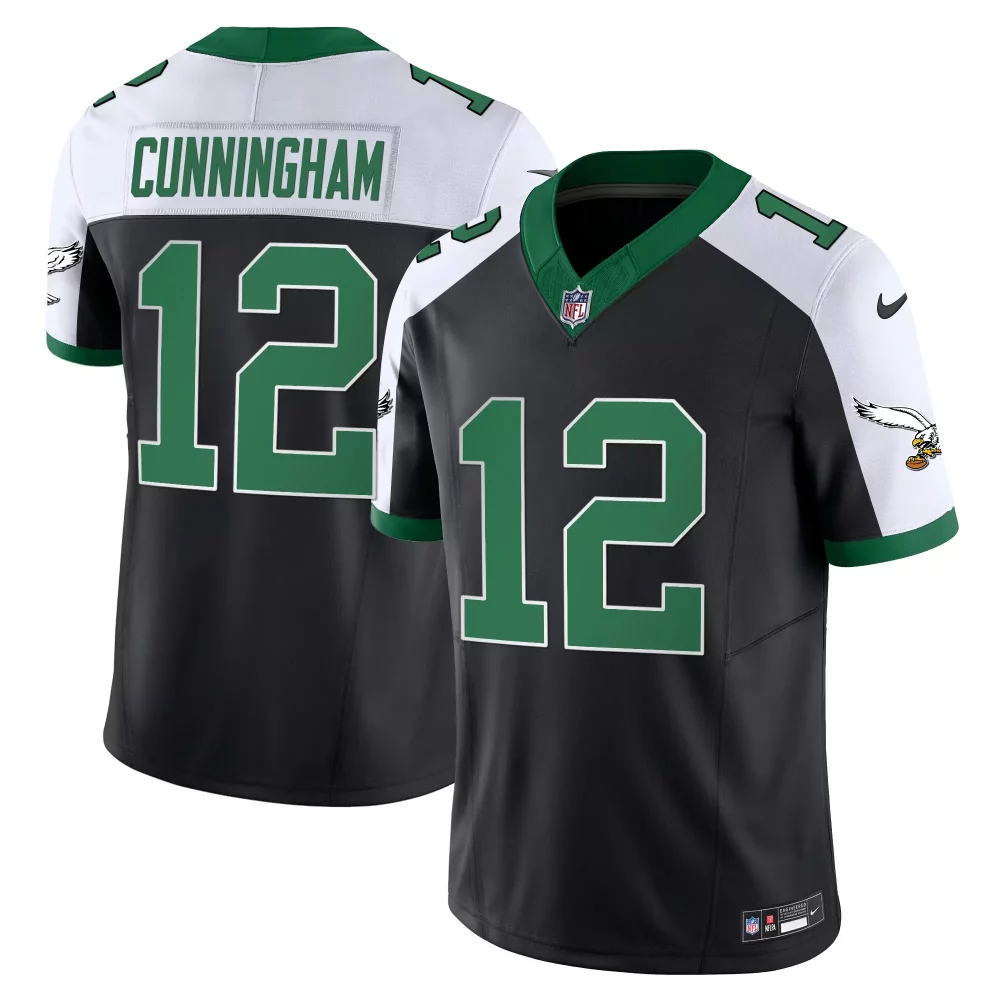 Cunningham 12 Philadelphia Eagles Jersey Black Men Standard Alternate Green White