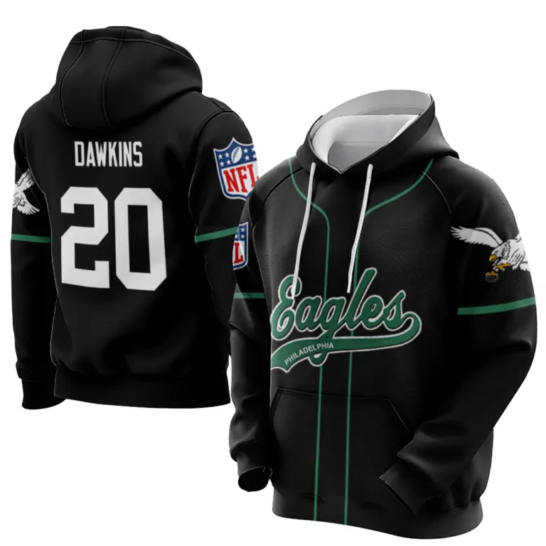 Brian Dawkins 20 Jersey Black Philadelphia Eagles Men Hoodie White Green Retired