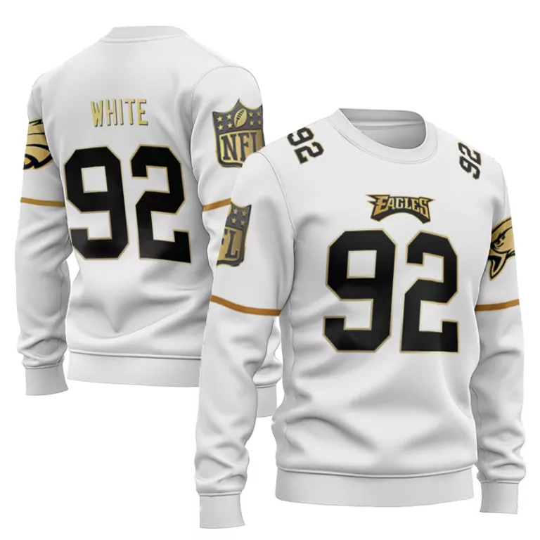 Reggie White 92 Eagles Jersey Sweatshirt Black Gold Vapor