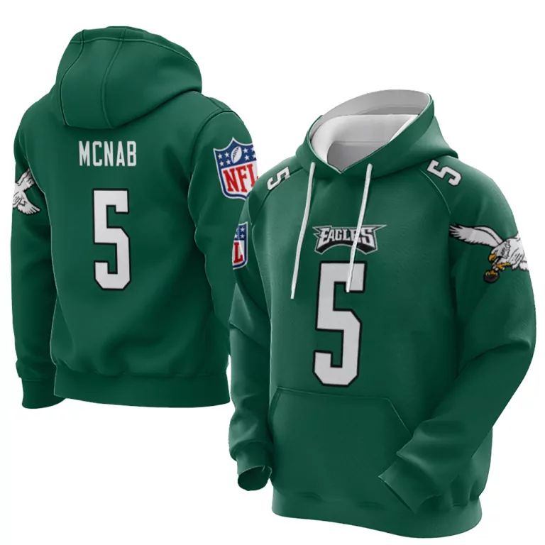 Donovan Mcnab 5 Eagles Jersey Green Men Pullover Hoodie White Vapor Limited Collection